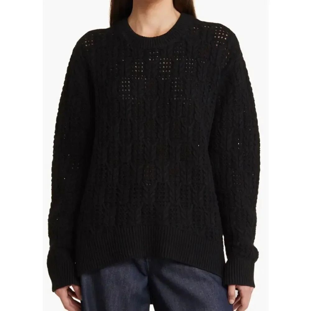 Rag & Bone 100% wool Divya cable crochet knit sweater large